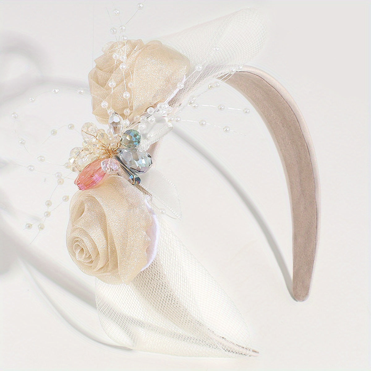 Crystal Beaded Wide Headband for Wedding Bridal Hair