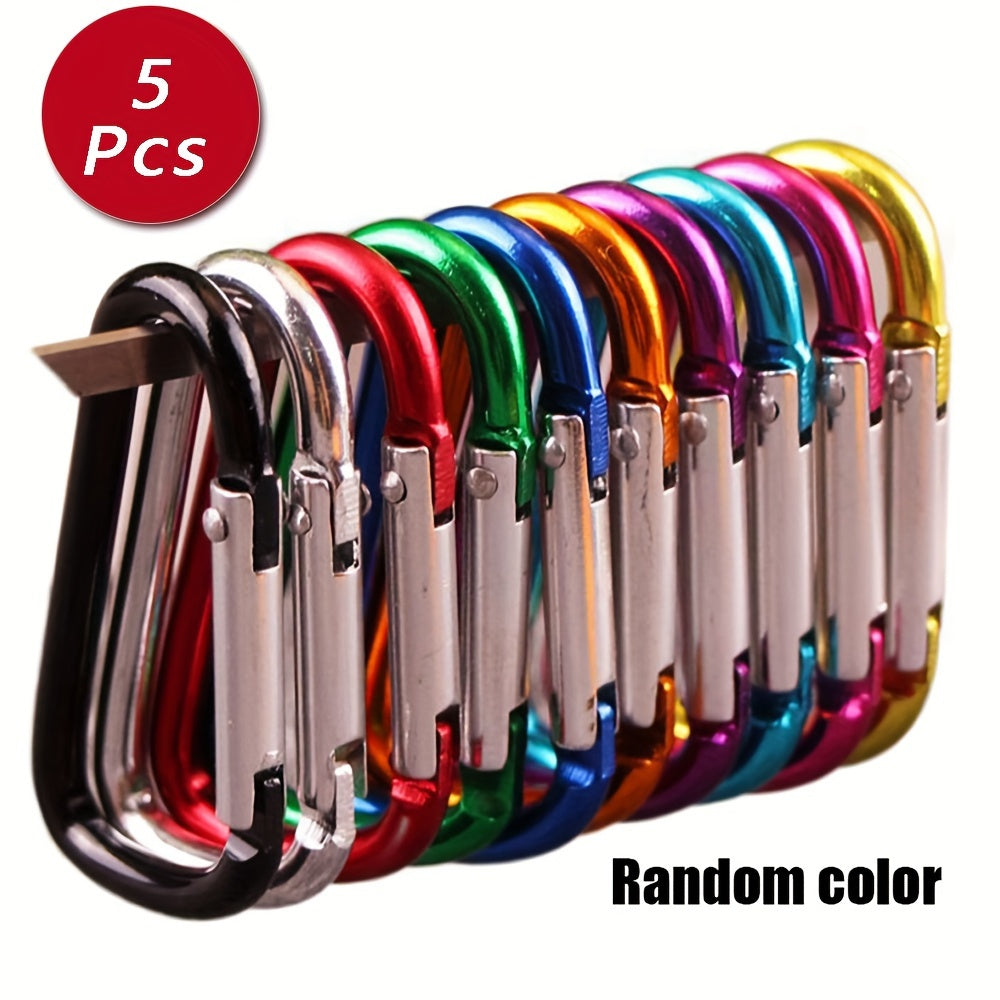 10pcs Carabiner Keychain Aluminum D-Ring Spring Snap Hook