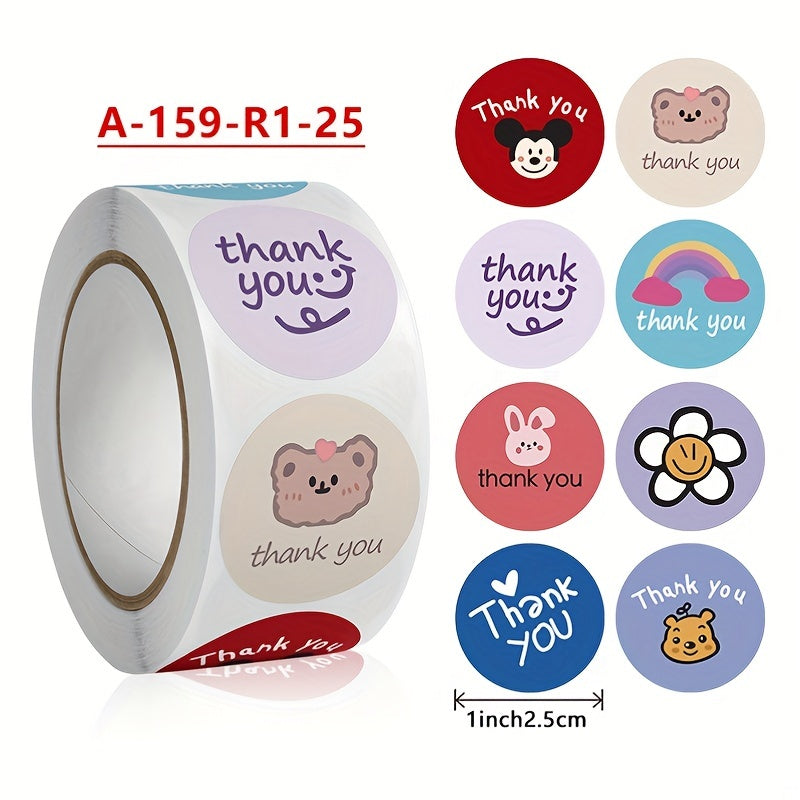 500pcs Thank You & Cartoon Baking Stickers