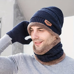 Winter Beanie Hat & Scarf Set Knitted Warm Thick Neck Gaiter Men Women