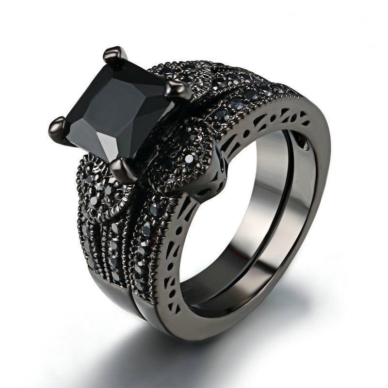 Golden Filled Double Row Diamond Couple Ring