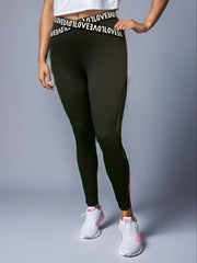  Sports Pants Women's Plus Letter Tape Contrast Mesh Medium Stretch Sp