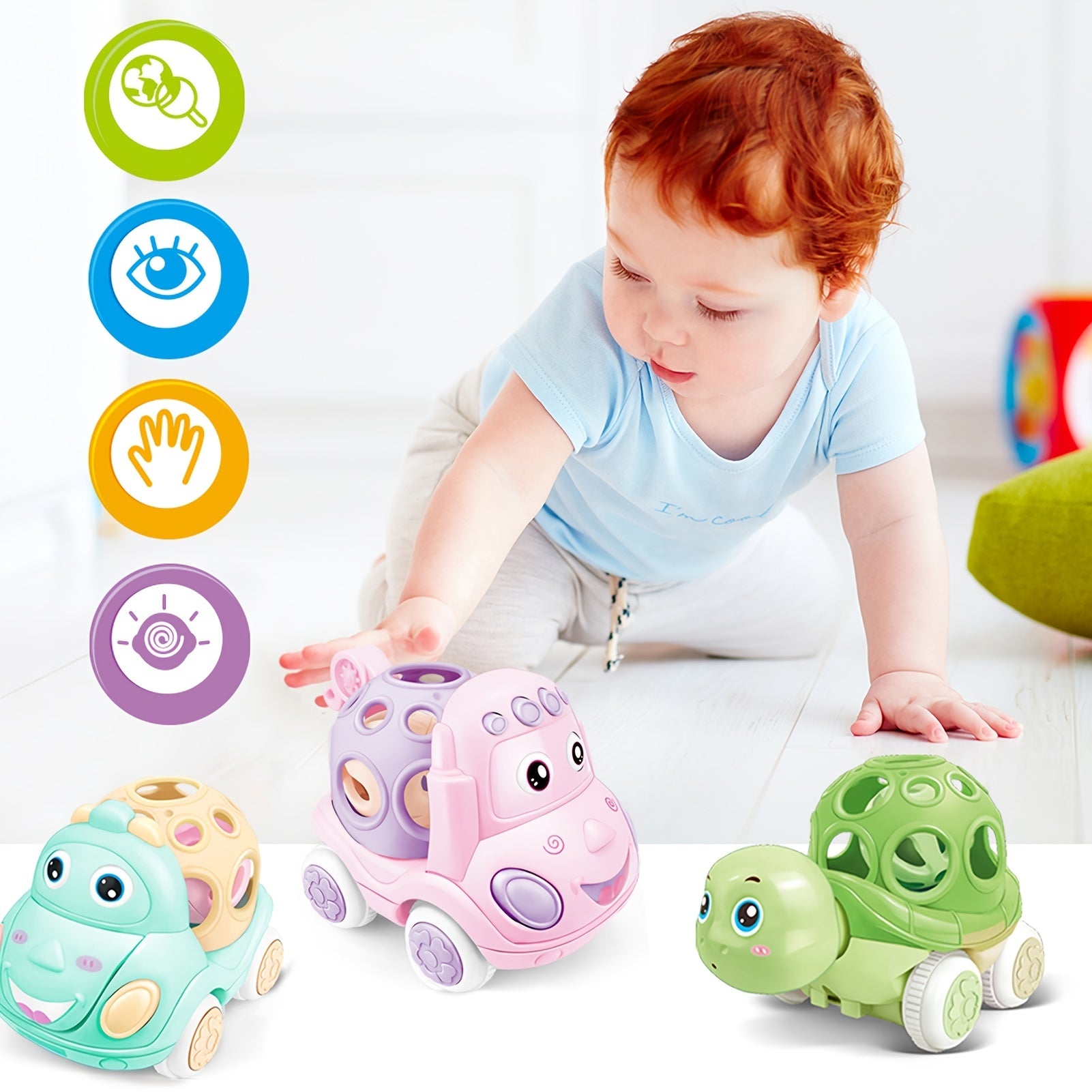 Baby Car Toys Toddler Rattle & Roll Toy Vehicles For Infant