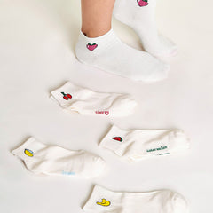 5 Pairs Fruit Pattern Low Cut Solid Socks Women's Stockings