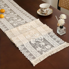 Polyester Lace Hollow Table Runner with Tassel - Room Decor