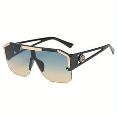 Large Frame Contrast Sunglasses Hollowed Out Lion Decorated Sports Goggles