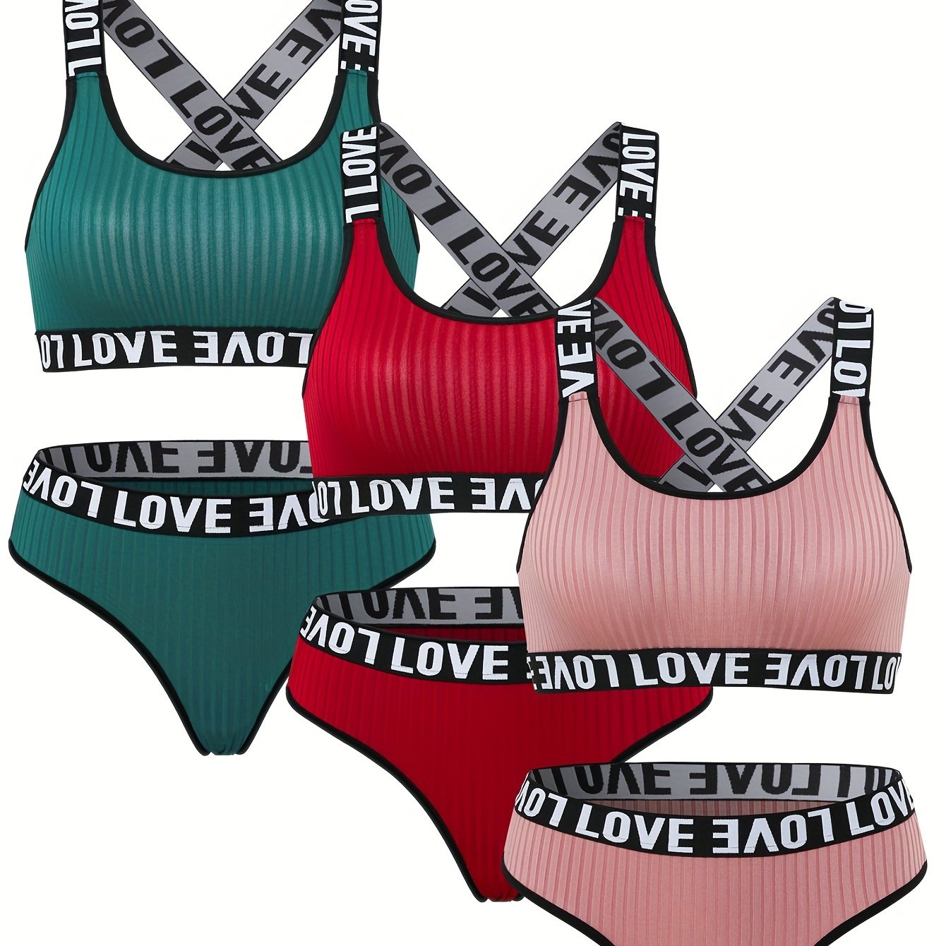 Letter Print Bra & Panties Lingerie Set