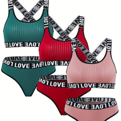 Letter Print Bra & Panties Lingerie Set