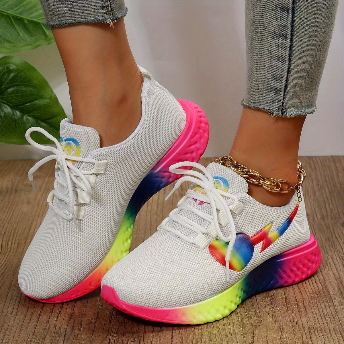 LGBT Pride Month Women's Sports Shoes Lace Up Running Sneakers