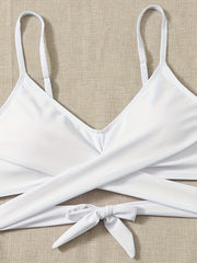  Bikini Top Solid Cross Tie Back Beach Bra