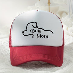 Dog Mom Print Trucker Hat Mesh Casual Baseball Cap Lightweight Dad Hats