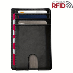 RFID Blocking Leather Wallet with Airtag Holder