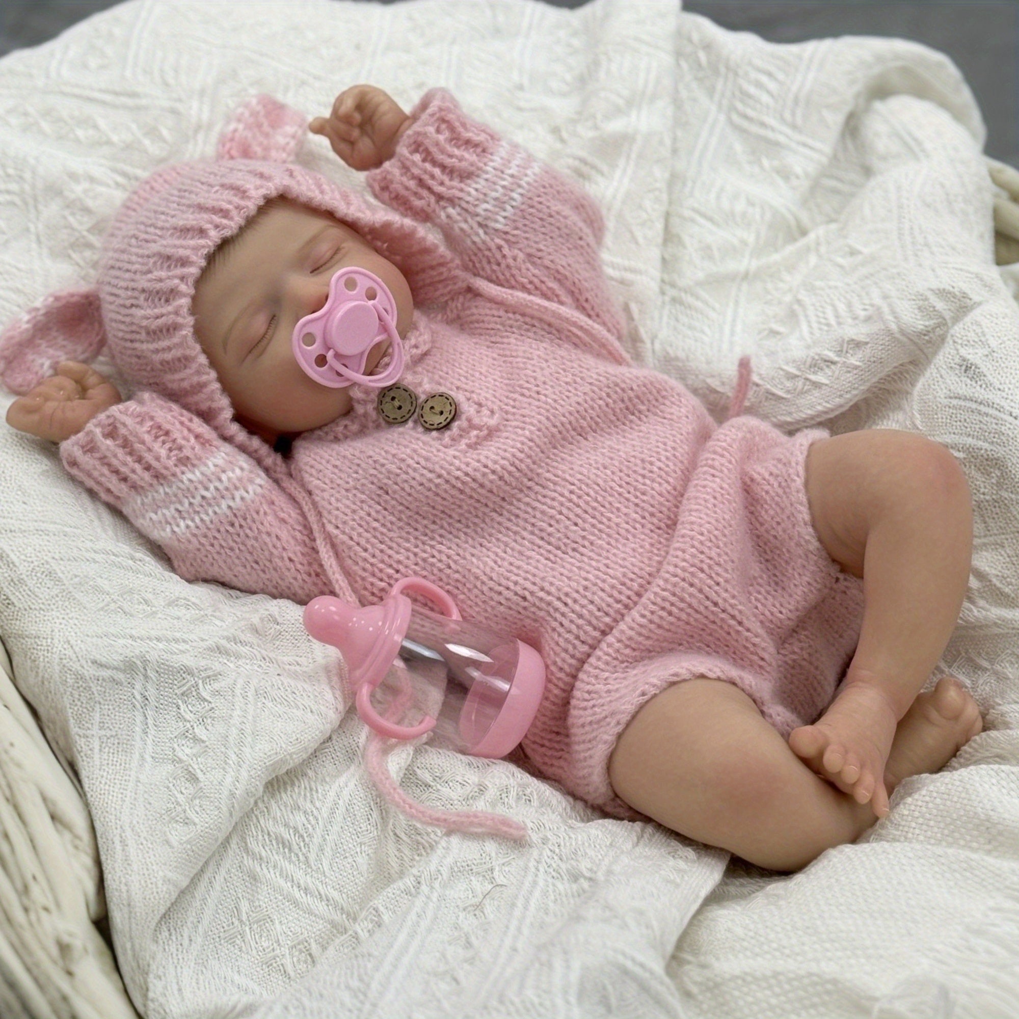 Realistic Pink Sleeping Youngsters Girl Reborn Doll with 3D Skin & Blood Vessels