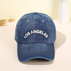 LA Embroidery Baseball Cap Washed Distressed Unisex Dad Hats Vintage