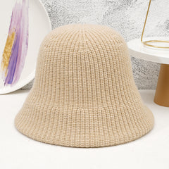 Knitted Solid Bucket Hat Casual Warm Bucket Hat Autumn And Winter