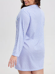  Polka Dot Print Striped Tee Sleep Dress