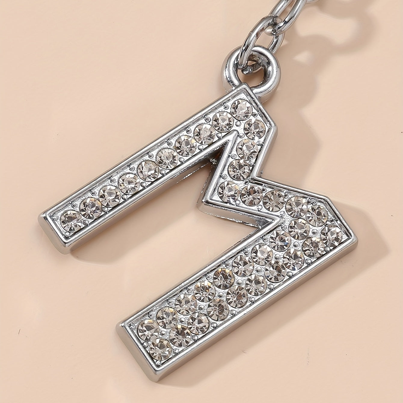 Letter M Rhinestone Keychain Pendant Bag Purse Key Ring Jewelry Accessory