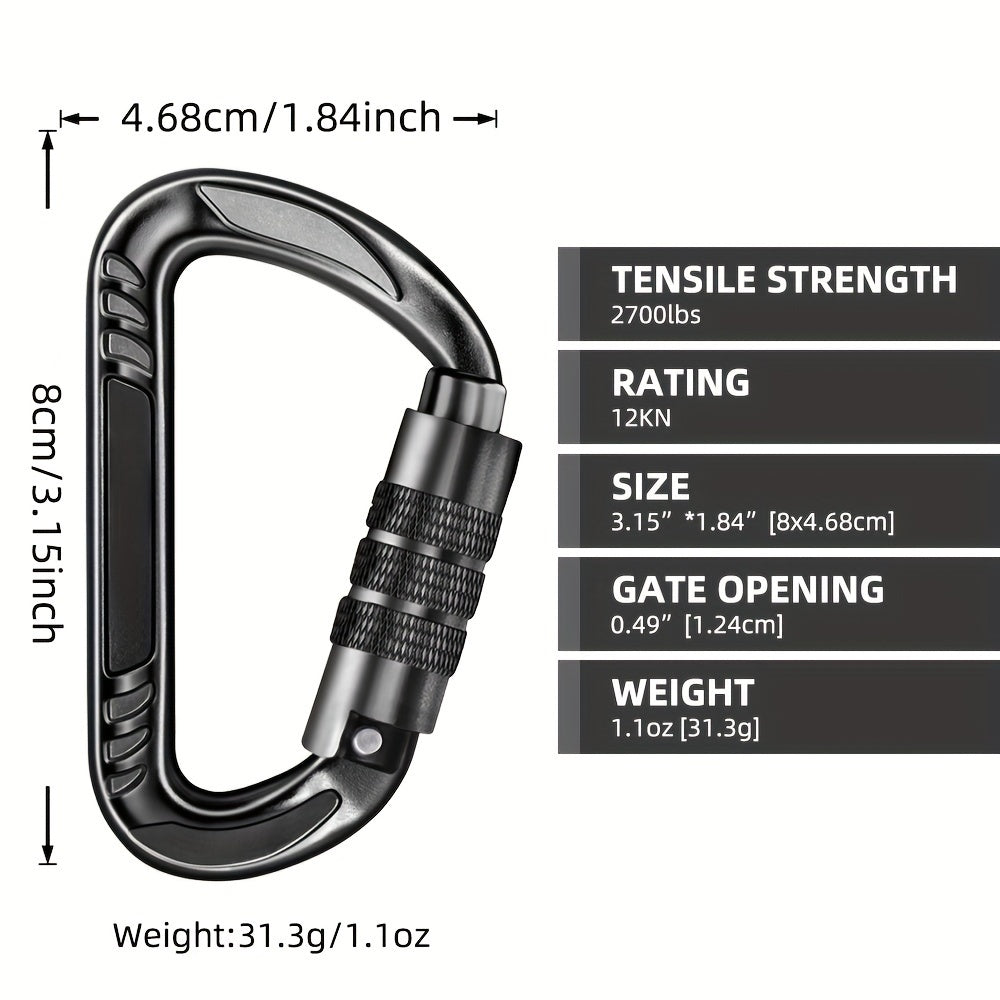 1pc 12KN Auto Lock Carabiner Clips for Keychain Hammock Hiking Dog Camping