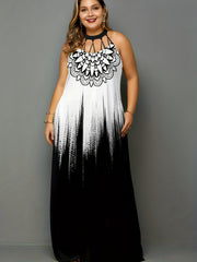  Ombre & Tile Print Cut Out Maxi Dress
