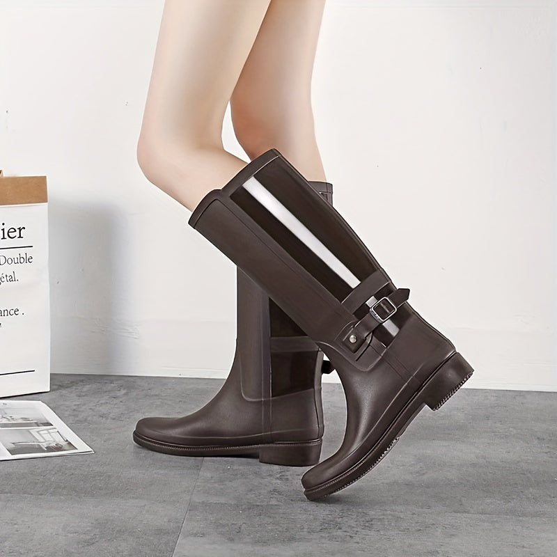 Women's Waterproof High Top Motorcycle Rain Boots Outdoor Plastic Rain Boots