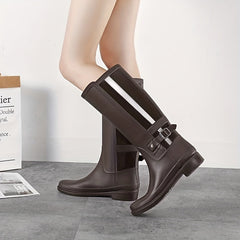 Women's Waterproof High Top Motorcycle Rain Boots Outdoor Plastic Rain Boots