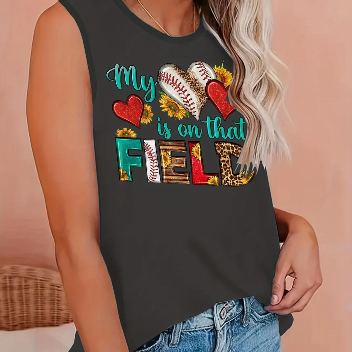  Leopard & Sunflower Print Tank Top
