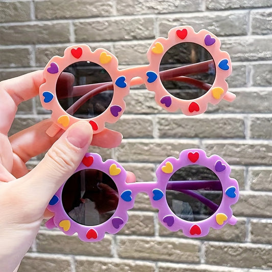 Children's Heart-shaped Decorative Flowers Sunglasses UV Protection