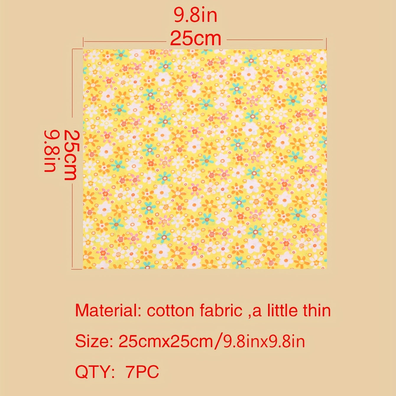 7pcs Orange Series Cotton Cloth Quilting Sewing Patchwork DIY Cloth