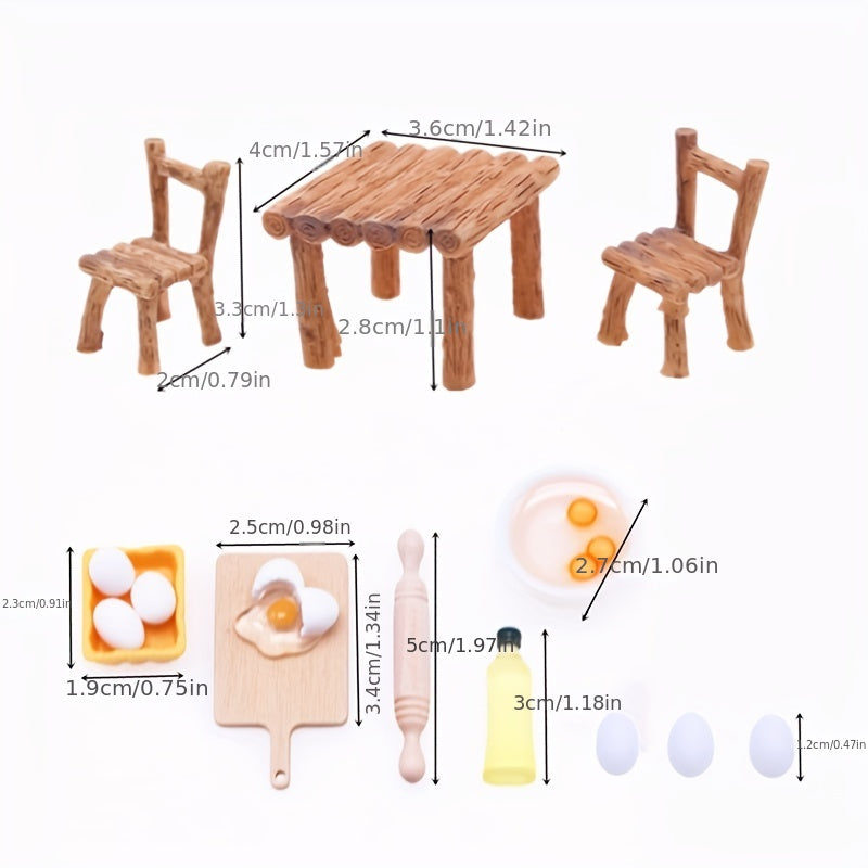 Mini Dollhouse Food Toy Set - Pretend Play Kitchen Accessories