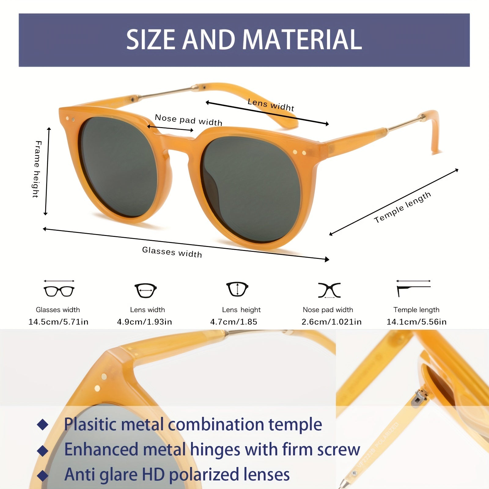 Retro Round Polarized Sunglasses UV400 Unisex Outdoor Cycling Riding