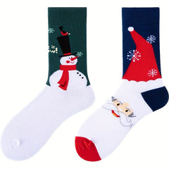 Cute Cartoon Print Socks & Christmas Mid Tube Socks Women's Stockings