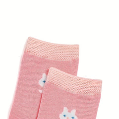 5 Pairs Pink Knee High Socks for Kids 1-12 Years