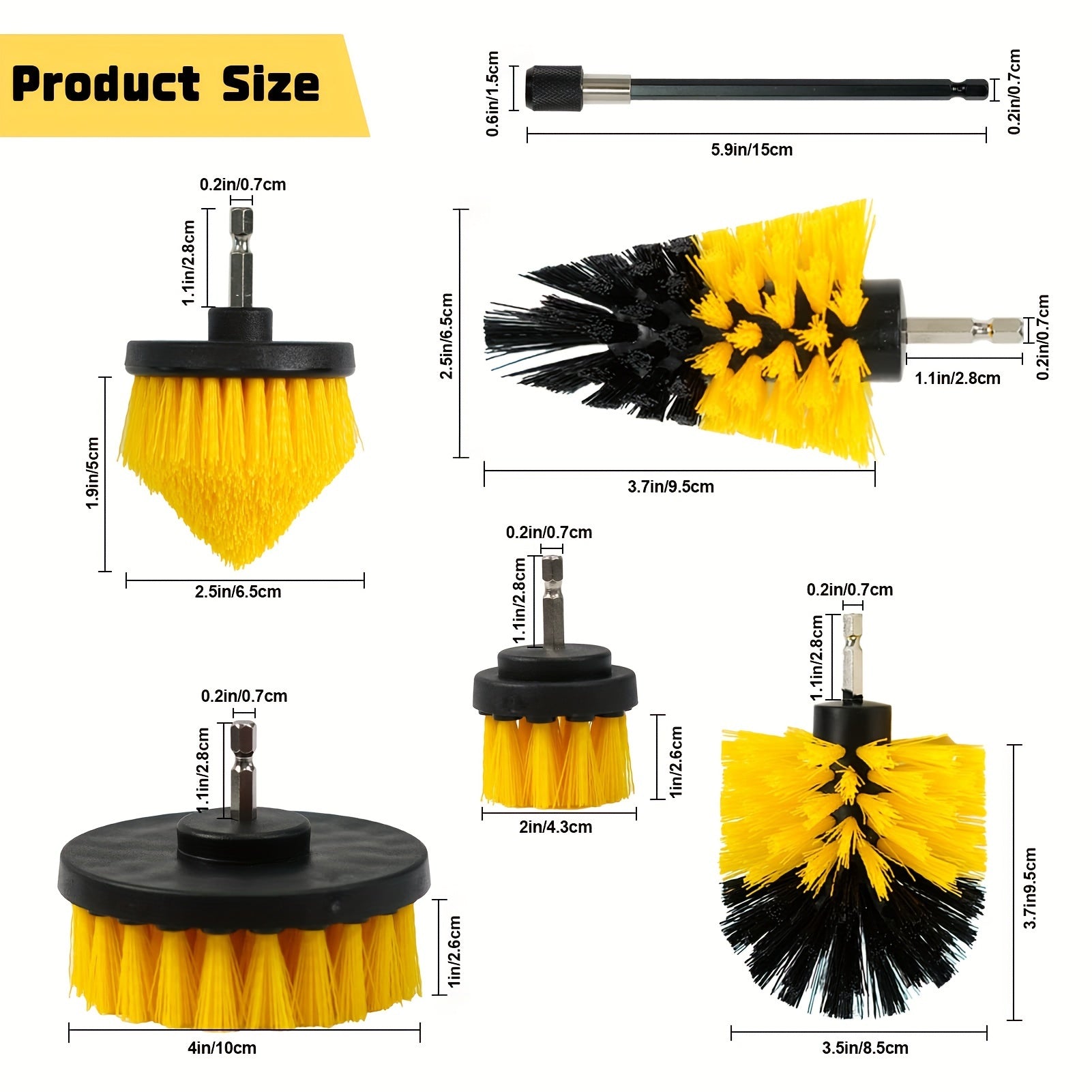 Drill Brush Attachment Set Power Scrubber Cleaning Kit Extend Long Attachment