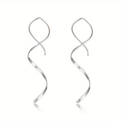 Spiral Threader Earrings Bohemian Ethnic Style Silver Plated Jewelry