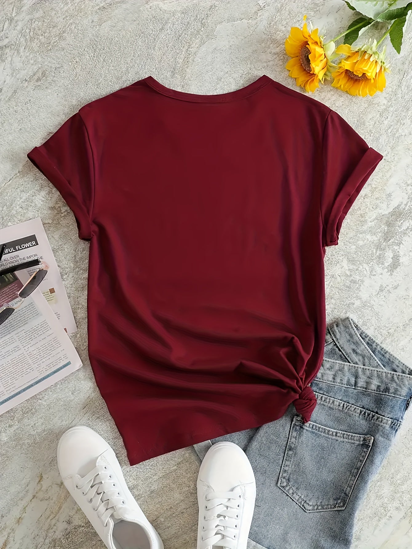Football Heart Graphic Sports T-shirt Round Neck Workout Top Women's Activewear