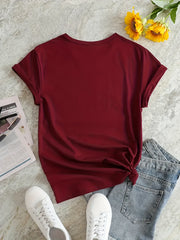 Football Heart Graphic Sports T-shirt Round Neck Workout Top Women's Activewear