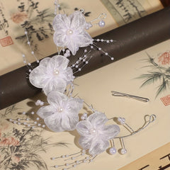 Red Rose Hair Accessory with Soft Bow Headpiece for Wedding