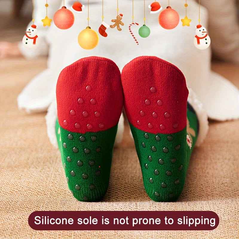 Christmas Elk Pattern Plush Lined Socks Women's Stockings & Hosiery
