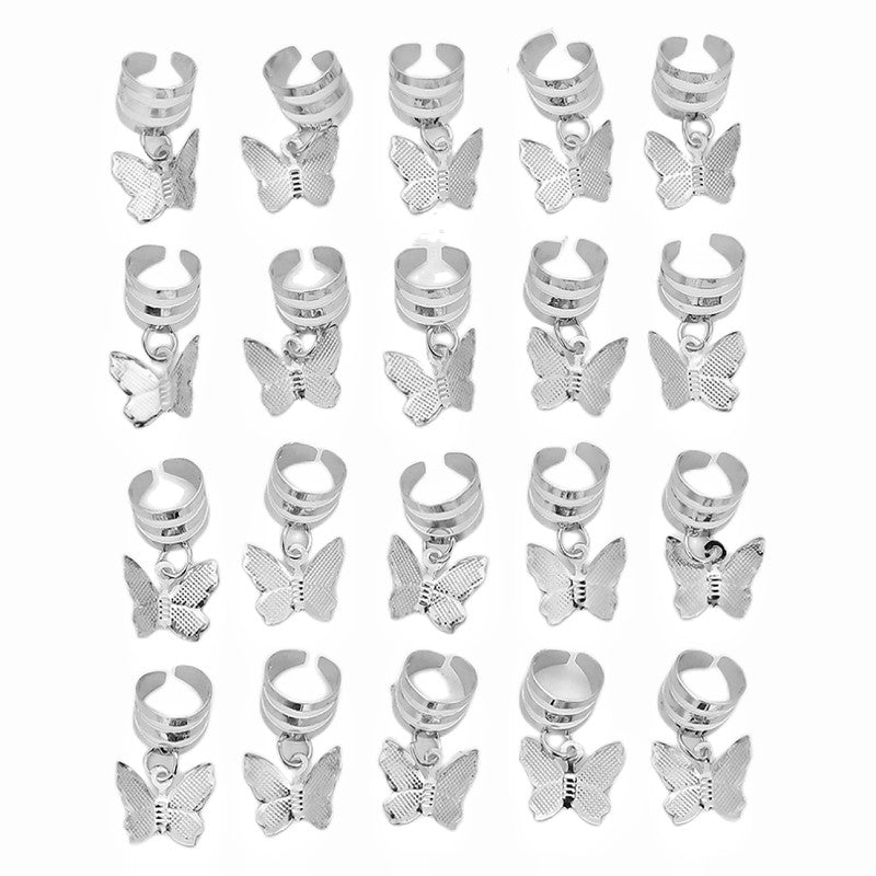 20pcs Hair Beads Spiral Coils Butterfly Dreadlock Braids Rings Clips