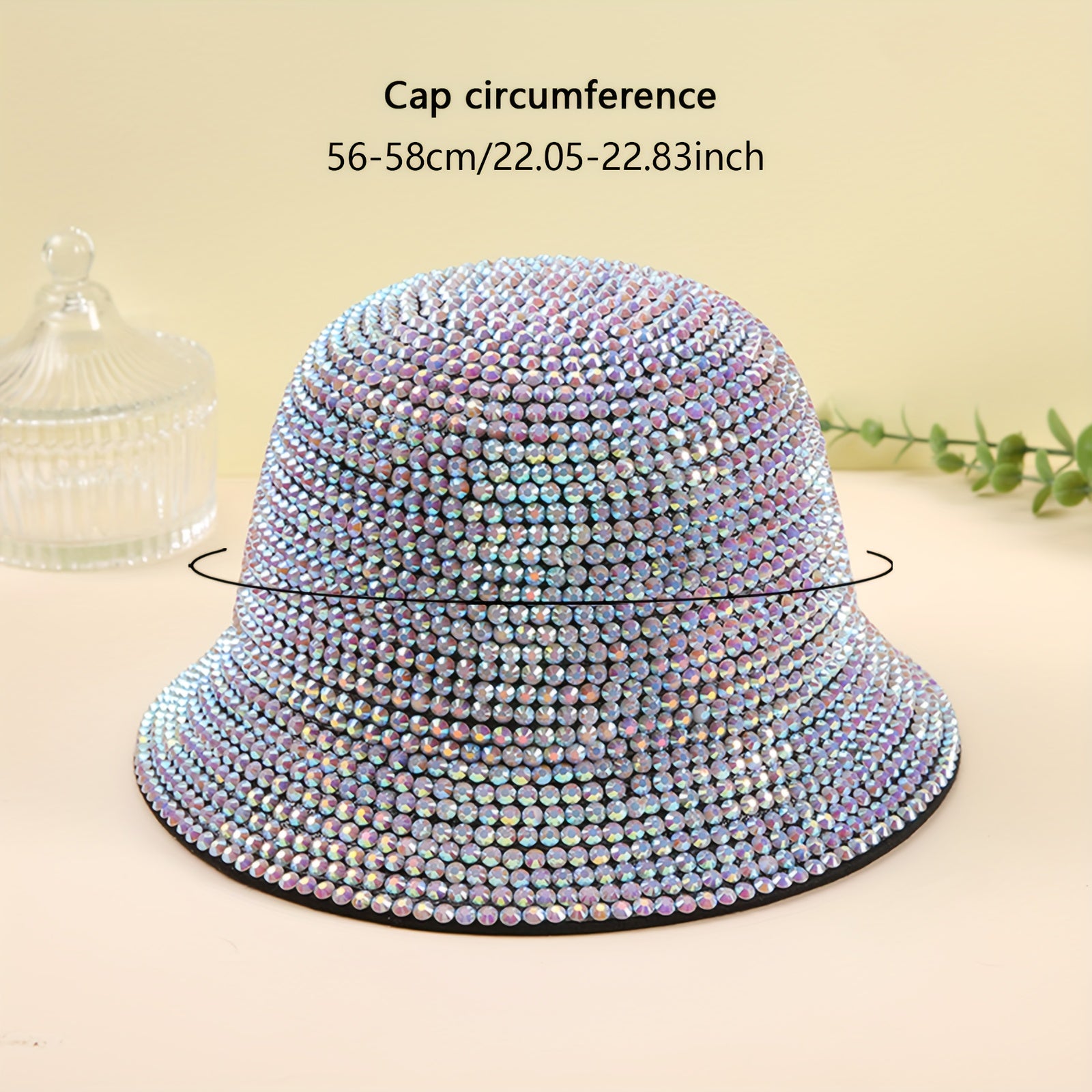 Rhinestone Sparkling Bucket Hat Silvery Hip Hop Sun Hat