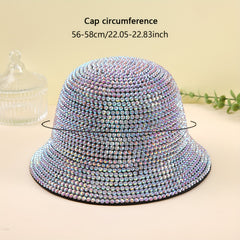 Rhinestone Sparkling Bucket Hat Silvery Hip Hop Sun Hat