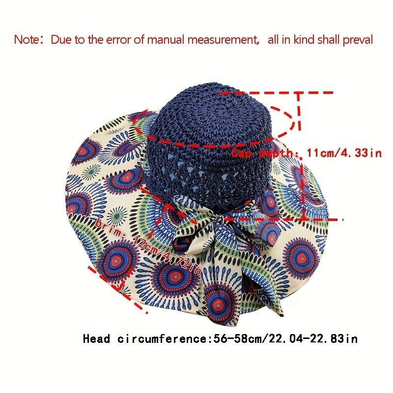 Boho Floppy Straw Sun Hat Wide Brim Beach Hat