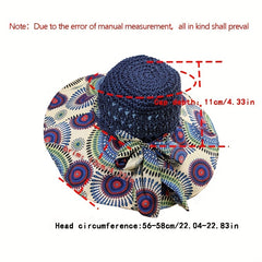 Boho Floppy Straw Sun Hat Wide Brim Beach Hat