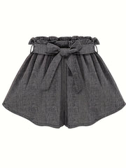 Solid Wide Leg Shorts Tie Waist Elastic Comfy Summer Women's Clothing