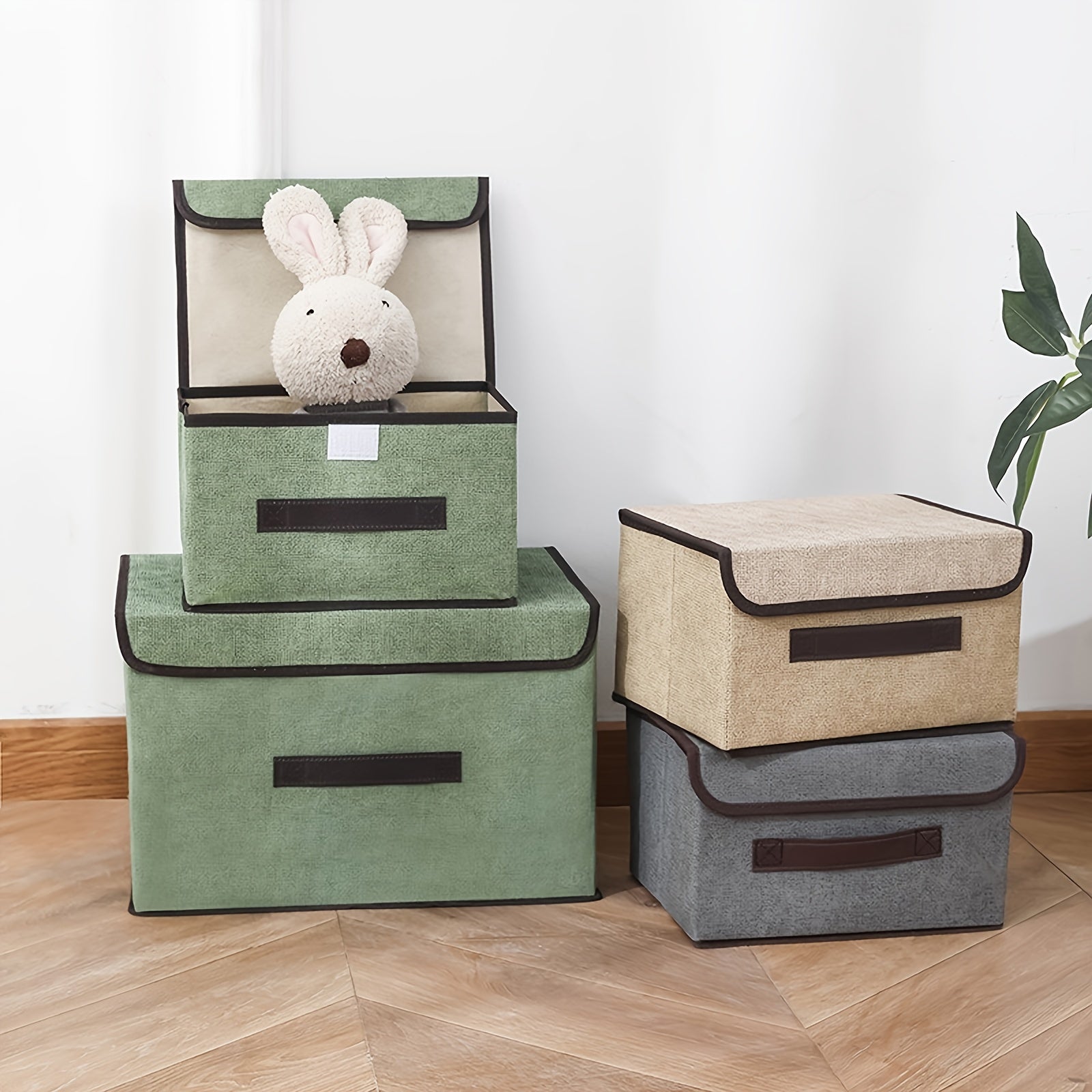 2 Piece Baby Toy Clothes Storage Bag Set Cotton And Linen Home Fabric Foldable