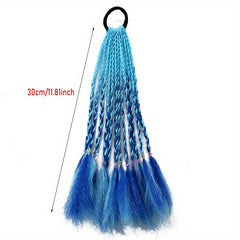 Colorful Braided Ponytail Wig Hair Tie Gradient Synthetic Braid Hair Extension