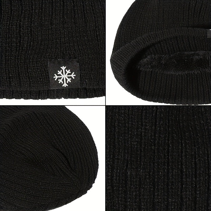 Velvet Knitted Beanie Ear Protection Hat for Outdoor Winter Activities