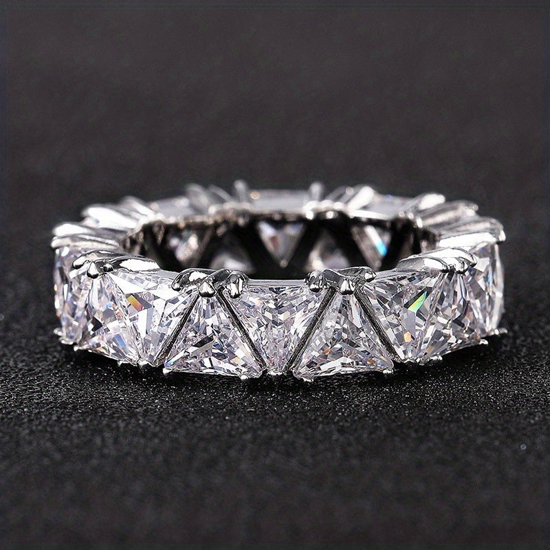 Triangle Zircon Ring 18k Plated Promise Ring for Female