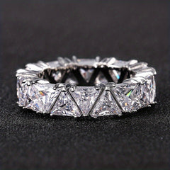 Triangle Zircon Ring 18k Plated Promise Ring for Female