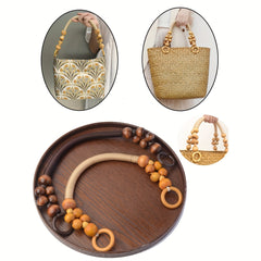 Vintage Woven Wood Beads DIY Bag Handle Ethnic Style Purses Accessories